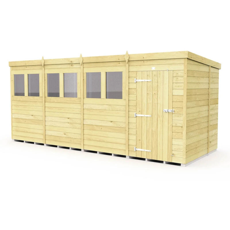 Image of Flat Pack Sheds DIY Sheds 16 x 6 Pent Shed, Brown 16X6PFF