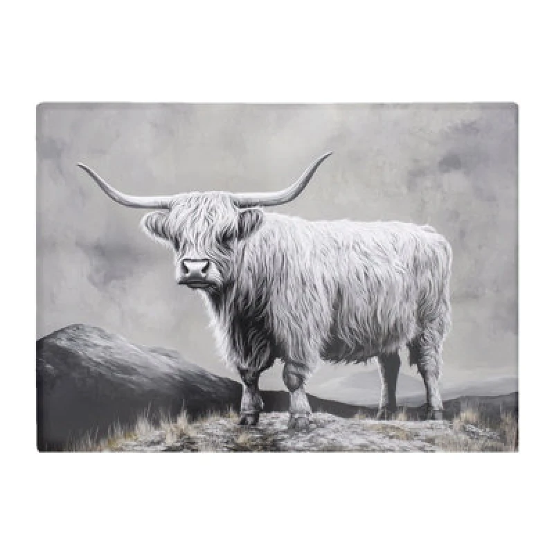 Image of Warren Reed Designer Ice Silver Highland Cow Chopping Board