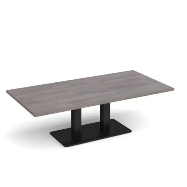 Image of Eros Eros rectangular coffee table with flat Black rectangular base and twin uprights 1600mm x 800mm - grey oak ECR1600-K-GO