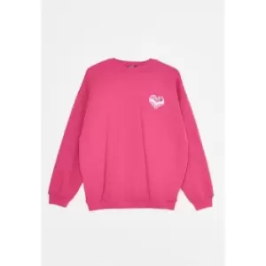 Image of Missguided Plus Size Good Vibes Heart Embroidered Sweatshirt - Pink