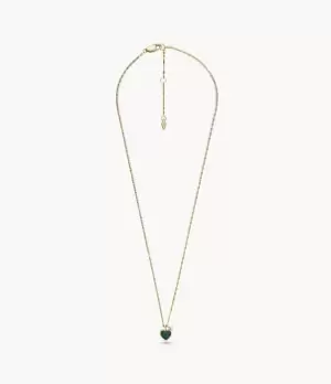 Image of Fossil Women Modern Meadows Reconstituted Green Malachite Heart Pendant Necklace