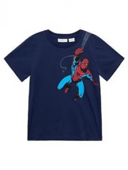 Image of Mango Boys Spiderman Short Sleeve Tshirt - Navy