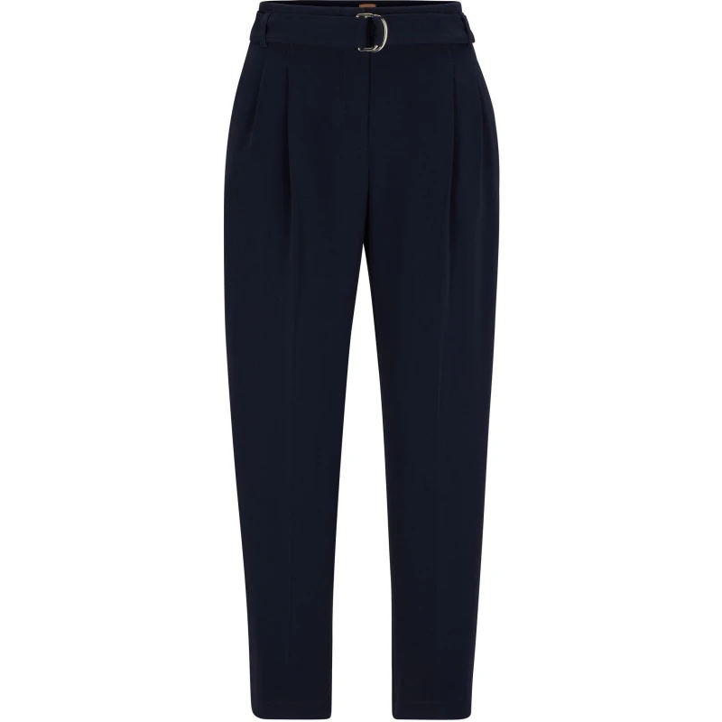 Image of Boss Womens Tapia Pleated Trousers Open Blue female 4 (XXS)