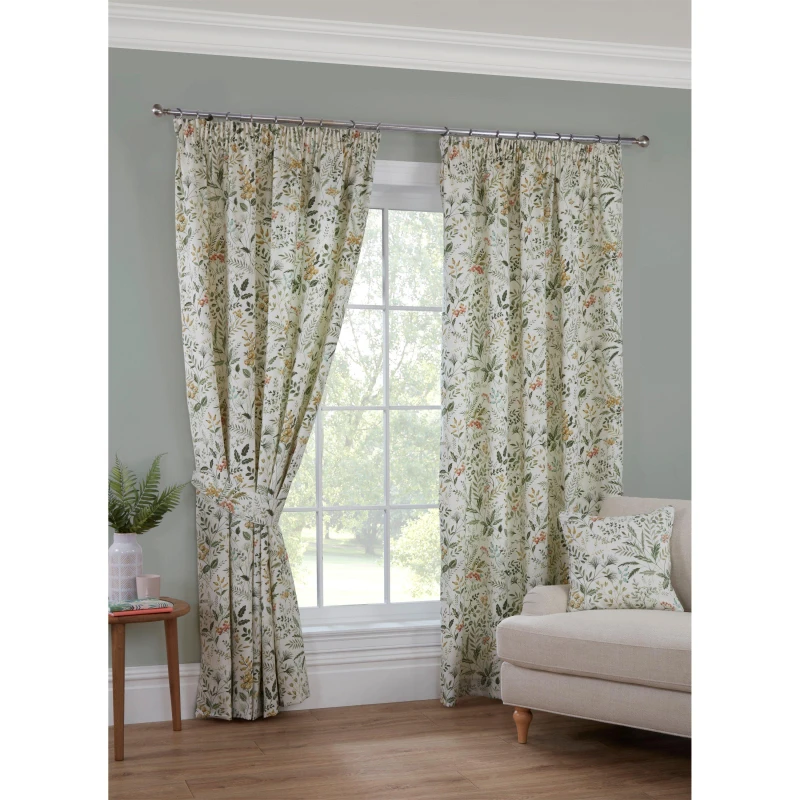Image of Sundour Sundour - Cleo Floral Pencil Pleat Curtains Willow unisex 90x72 In
