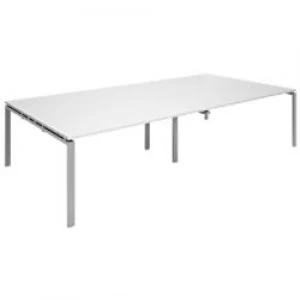 Image of Dams International Rectangular Boardroom Table with White MFC & Aluminium Top and Silver Frame EBT3216-S-WH 3200 x 1600 x 725 mm