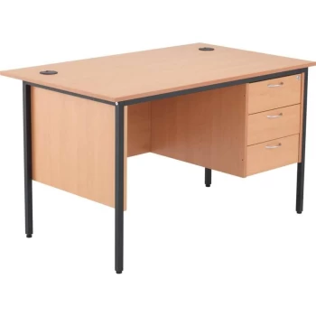 Image of Start 18 1229MM Rectangle Desk W/3 Draw Fixed Pedestal - Beech