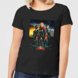 Image of Captain Marvel Movie Starforce Poster Womens T-Shirt - Black