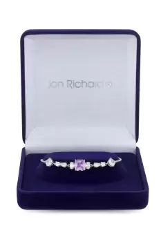 Image of Rhodium Plated Lavender Mixed Stone Toggle Bracelet - Gift Boxed