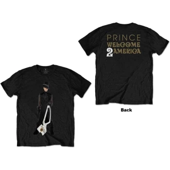 Image of Prince - W2A White Guitar Unisex Medium T-Shirt - Black