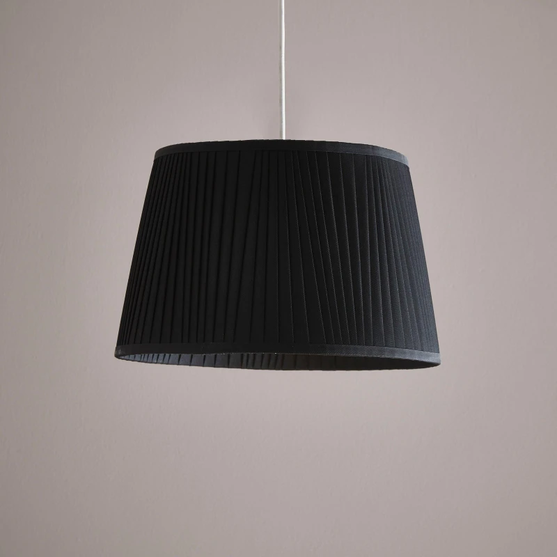 Image of K LIVING 12" Shantung Pleat Light Shade Ceiling Table Lampshade Black Black