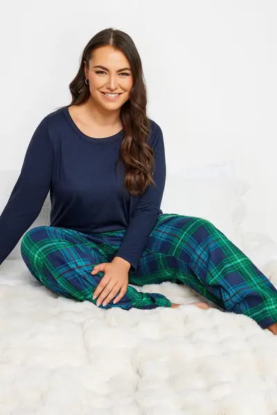 Image of Yours Curve Fleece Pj Leg Blue, Size 18-20, Women