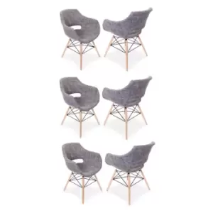 Image of Set of 1/2/4/6 Olivia Eiffel Fabric Armchair Dining Tub Chair Set of 6 - Grey - Grey