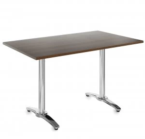 Image of Roma Rectangular Table With 4 Leg Chrome Base 1600mm x 800mm - Walnut