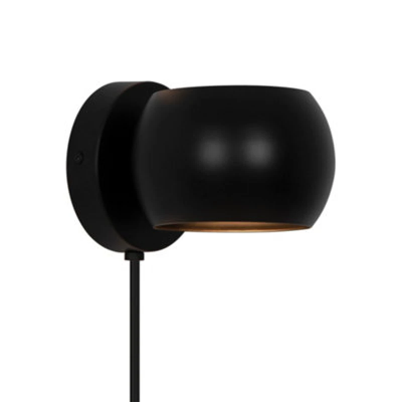 Image of Nordlux Belir Metal Wall Light Adjustable Head Black,plug In Or Mains
