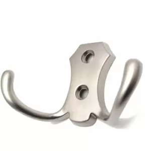 Image of Small Double Coat Hanger Hook Door Wall Bath BK24 Model - Colour Satin - Pack of 2