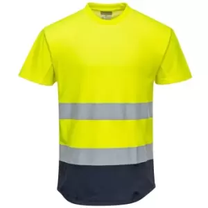 Image of Portwest C395YNRXL - sz XL Two-Tone Mesh T-Shirt Hi Vis Workwear - Yellow/Navy - Yellow/Navy