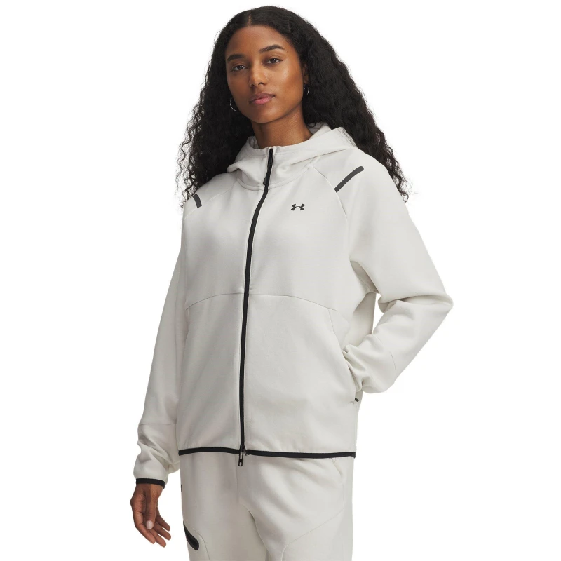 Image of Under Armour Womens Unstoppable Full-Zip Fleece Summit White female 10 (S)