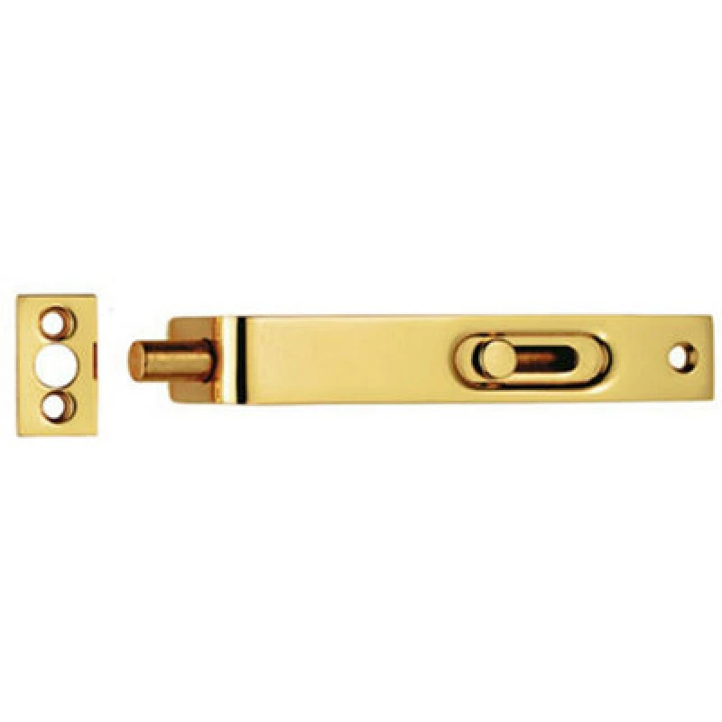 Image of Loops Sunk Slide Flush Door Bolt with Flat Keep Plate 102 x 17mm Polished Brass Metallics unisex