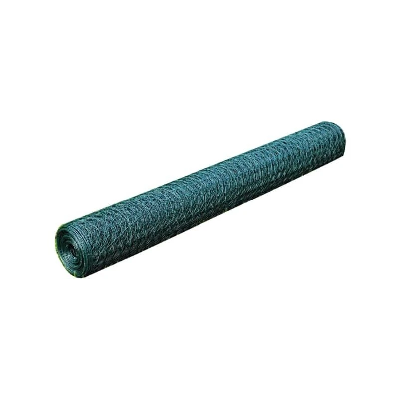 Image of vidaXL Chicken Wire Fence Galvanised With PVC Coating 25x1m Green 140413
