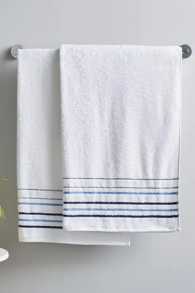 Image of Catherine Lansfield 'Java Stripe' Bath Sheet Pair White
