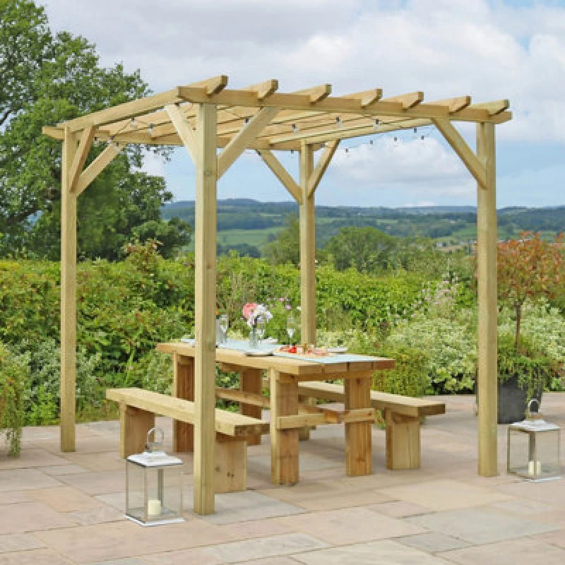 Image of Zest Ascot Wooden Garden Arch Pergola Plant Support Trellis 2.4M