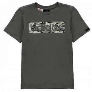 Image of adidas Camo Linear T Shirt Junior - Grey5/Blk/Wht
