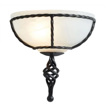 Image of Pembroke - 1 Light Indoor Wall Uplighters Black, E27 - Elstead