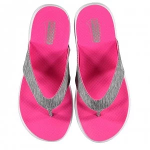 Image of Skechers On The Go Flow Womens Flip Flops - Grey/Pink