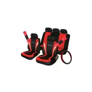 Image of Car Seat, Steering Wheel & Seatbelt Cover Sport - Set - Black/Red - 10996 - Cosmos