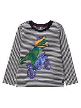 Image of Joules Boys Finlay Dino Long Sleeve T-Shirt - Navy