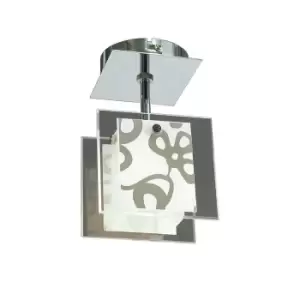 Image of Euphoria Ceiling 1 Light L1/SGU10, Polished Chrome/Opal White Glass, CFL Lamps INCLUDED