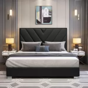Image of Envisage Trade - Deana Upholstered Beds - Plush Velvet, Super King Size Frame, Black - Black