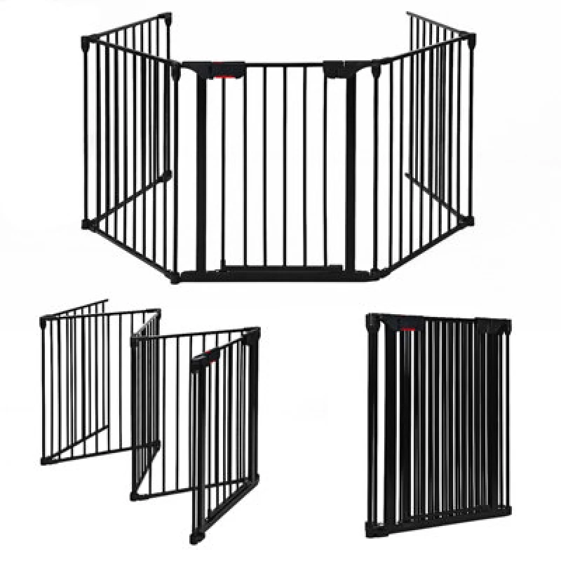 Image of Costway 5-Panel Metal Baby Pet Playpen Fireplace Fence Indoor Outdoor For Baby Pet