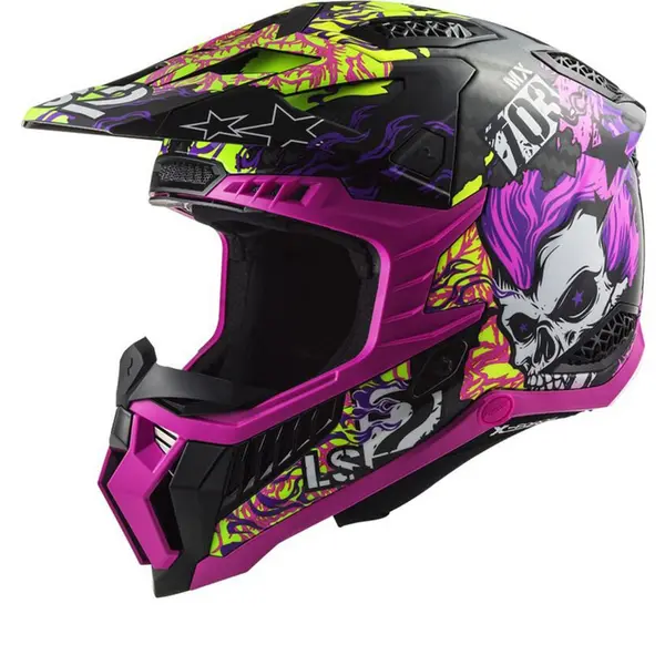 Image of LS2 MX703 C X-Force Fireskull Violet Offroad Helmet Size L