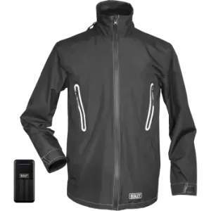 Image of Sealey 5v Heated Rain Jacket and Power Bank Black XL