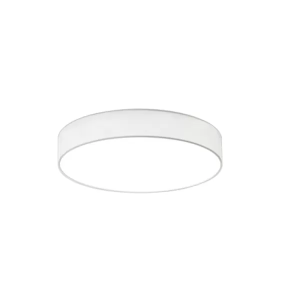 Image of Lugano Modern 40cm Cylindrical Ceiling Light Nickel Matt 3000K with White Shade