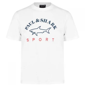 Image of Paul And Shark Sport Paul & Shark Sport Large Logo T Shirt - White 010