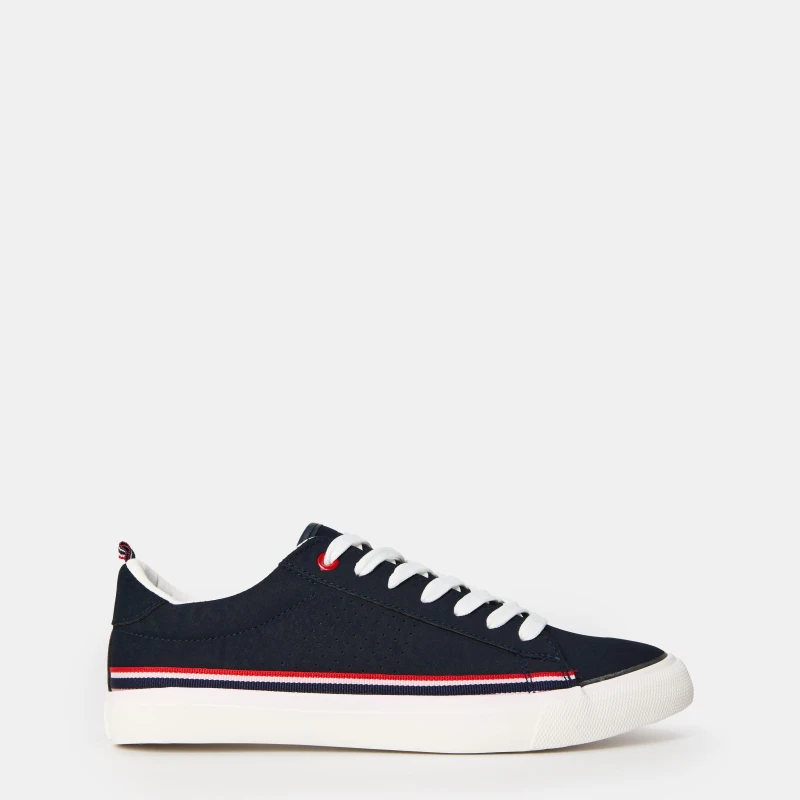 Image of Regatta Mens Stripe Canvas Low Trainers Navy male 10 (45)