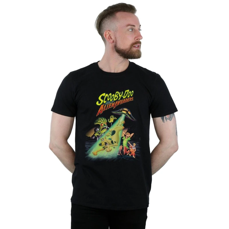 Image of Scooby Doo Scooby Doo Men The Alien Invaders Cotton T-Shirt in Black Size: Small Black S Male 5063377466522
