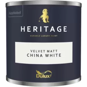 Image of Dulux Heritage Velvet Matt China White Matt Emulsion Paint 125ml