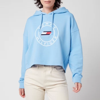 Image of Tommy Sport Womens Relaxed Round Graphic Hoodie - Wonder Blue - XS