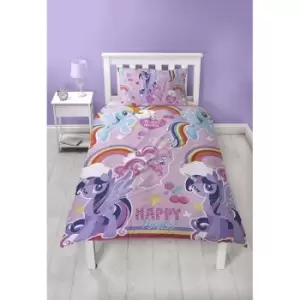 Image of My Little Pony Happy Ponies Reversible Single Duvet Set (One Size) (Multicoloured) - Multicoloured