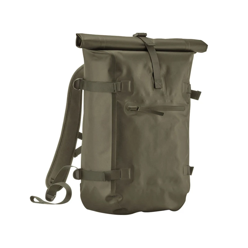 Image of Quadra Mens Tailored Luxe Roll Top Backpack in Olive Olive Male