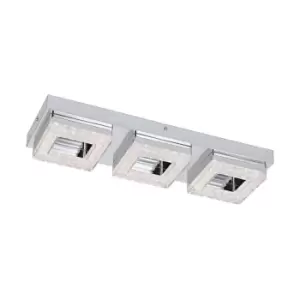 Image of Wall Flush Ceiling Light Chrome Shade Chrome Clear Plastic Crystal Bulb LED 3x4W