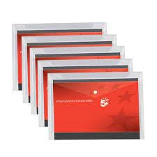 Image of 5 Star A4 Envelope Wallet Polypropylene Transparent Pack of 5