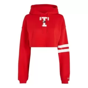 Image of Tommy Jeans Tjw Sp Crp Letterman Flag Hoodie - Red