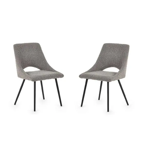 Image of Julian Bowen Set Of 2 Iris Boucle Dining Chairs - Grey IRI012