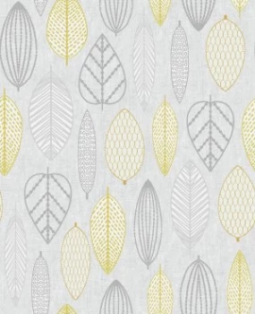 Image of Superfresco Easy Scandi Leaf Yellow Wallpaper