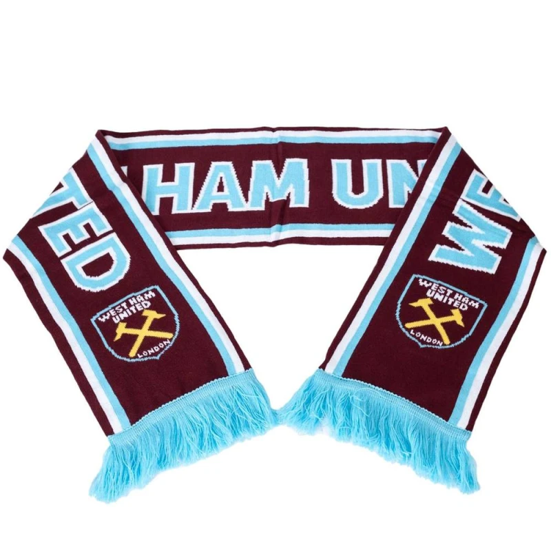 Image of West Ham United FC Mens Crest Scarf in Burgundy Burgundy Male One Size
