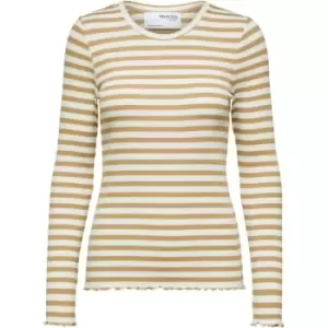 Image of Selected Femme Anna Long Sleeve T-Shirt - Beige